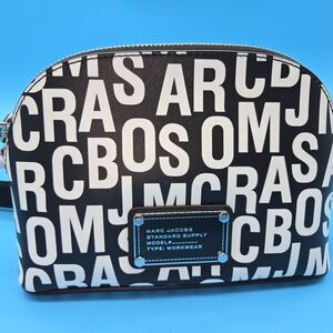 Marc Jacobs Black and White Crossbody Bag With Thin Logo Strap